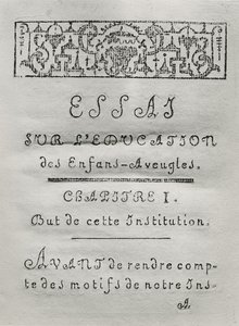 2012年出版的Valentin Hauy（1745-1822）Essai sur leducation des aveugles第一章的标题页 作者 法语学校