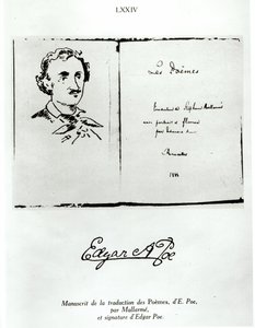 Les Poemes的标题页由Edgar Allan Poe（1809-49）翻译，由Stephane Mallarme（1842-98）翻译，作者肖像，1888年 作者 法语学校