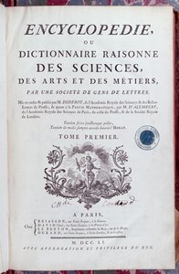 Denis Diderot（1713-84）的百科全书的标题页，于1751年在巴黎出版（另见157777） 作者 法语学校