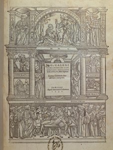 Galen（c.131-c.201）一书的标题页，于1530年在巴黎出版 作者 法语学校