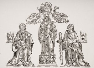 墓地装饰描绘尼古拉斯弗拉梅尔（c.1330-c.1418）和他的妻子佩内尔，在巴黎无辜公墓的装饰后，来自保罗拉克鲁瓦的Le Moyen Age et La Renaissance（1806-84） 作者 法语学校