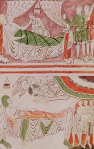 第1章，1589年f.128v大卫王和所罗门之梦，来自圣瓦斯特的圣经 作者 法语学校