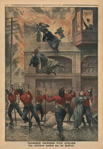 在新泽西州纽瓦克的一个研讨会上的悲剧火灾，来自&39;Le Petit Journal&39;的插图，补充illustre，1910年12月11日（彩色光刻）
