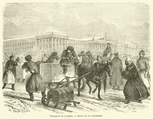Transport de la glace (engraving) 作者 法语学校
