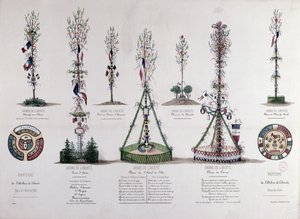1848年在巴黎种植的自由树（彩色雕刻） 作者 法语学校