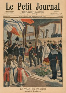 Tsar Nicolas II在法国，抵达Dunkirk，封面插图来自&39;Le Petit Journal&39;，Supplement illustre，1901年9月29日（彩色光刻）
