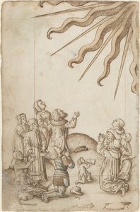 礼拜时转动身体》[对开页 37 背面]，约 1512-1515 年（钢笔和墨水画） 作者 法语学校