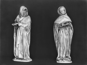 两位送葬者，来自Duc Jean de Berry墓（1340-1416）c.1450-53（雪花石膏） 作者 法语学校