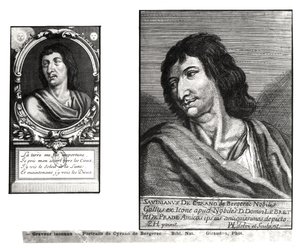Savinien Cyrano de Bergerac（1619-55）的两幅肖像画，位于Zacharie Heince（1611-69）之后的右边 作者 法语学校