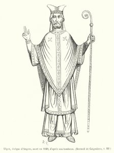 乌尔格，昂热主教，死于1149年，从他的坟墓上看（雕刻）。 作者 法语学校