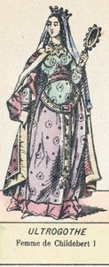 Ultrogothe, Femme de Childebert I (coloured engraving) 作者 法语学校