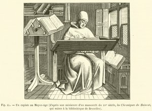 Un copiste au Moyen-age (engraving) 作者 法语学校