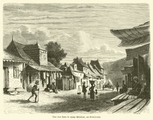 路易港马拉巴尔营地的一条街道（雕刻）。 作者 法语学校