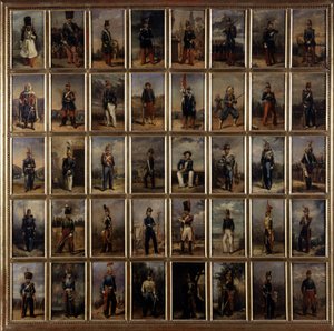第一和第二帝国的制服，木板绘画，19世纪末。 作者 法语学校