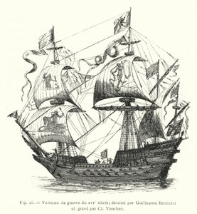 Vaisseau de guerre du XVIe siecle; dessine par Guillaume Barendsz et grave par Cl Visscher (engraving) 作者 法语学校