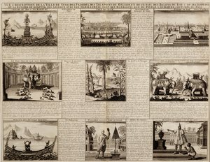 暹罗和大城的各种景观，来自Simon Roy la Loubere的Du Royaume de Siam，于1688年出版 作者 法语学校