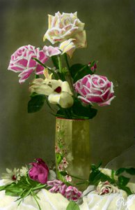 玫瑰花瓶c.1898（手工彩色照片） 作者 法语学校