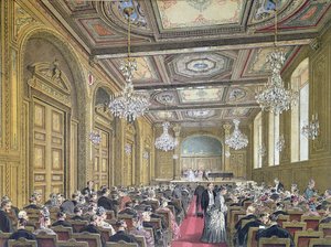 一场音乐会的看法在Salle Herz的在Rue de la Victoire，巴黎，c.1870-80 作者 法语学校
