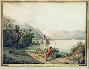 Chateau de Chillon，日内瓦湖（彩色蚀刻） 作者 法语学校