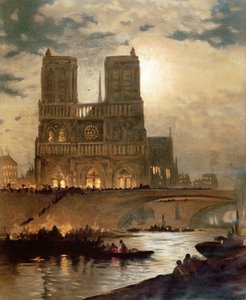 Notre Dame，巴黎，c.1840大教堂的西部门面的看法 作者 法语学校