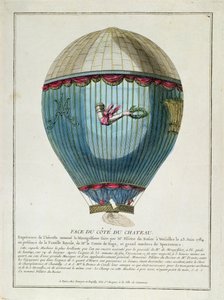 1784年6月23日Francois Pilatre de Rozier（1754-85）在凡尔赛使用的气球视图 作者 法语学校