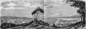 1860年尼斯市的景色。1860年4月14日《图画世界》第157期的版画。 作者 法语学校