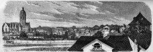 View of the district of the city of Kastrich, in Mainz (Germany), before the explosion of the powder keg in 1857. From a photograph. Engraving in “” Le Monde Illustré”” n°36 of 19 December 1857. 作者 法语学校