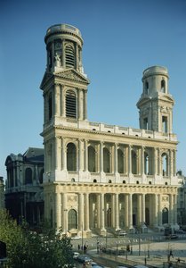 圣徒Sulpice教会的门面的看法，建立在1646-1780之间 作者 法语学校