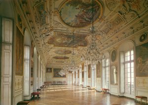 被称为La Belle Inutile的画廊的视图，由Robert de Cotte（1656-1735）c.1700设计 作者 法语学校