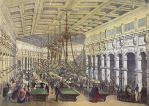 1855年由Thibault雕刻的Grand Cafe Parisien，巴黎内部的视图 作者 法语学校