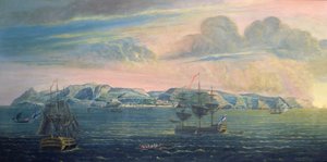 圣赫勒拿岛的视图，1820年（纸上的水粉和水粉）（另见182638） 作者 法语学校