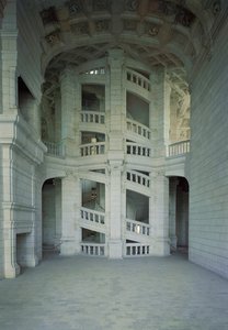 主楼梯的视图，1519-46 作者 法语学校
