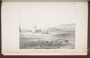 菲律宾马尼拉镇的景色，路易-乔里斯的作品 "Vues et paysages des régions équinoxiales, recueillis dans un voyage autour du monde"(Vues et paysages des régions équinoxiales, recueillis dans un voyage autour du monde) 作者 法语学校
