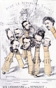 共和国万岁--共和国的大炮手：A. Vacquerie, F. V. Hugo, P. Meurice, E. Roullier, Flocquet, H. Rochefort, Vermorel, Pilotell.卡通。 作者 法语学校