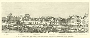 俯瞰卢浮宫和Quai de l&39;Ecole-Saint-Germain，大约1640年，Fac-simile雕刻的La Belle 作者 法语学校