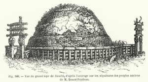 欧内斯特-费多（M Ernest Feydeau）的作品《古代人的坟墓》中的桑奇大山顶景观（雕刻 作者 法语学校