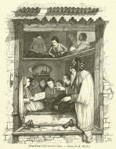 阿尔及尔的摩尔人学校景观（雕版画 作者 法语学校