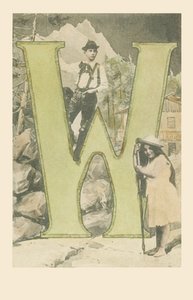 W：一个穿着提洛尔服装的男孩，一个拿着山棍的女孩 作者 法语学校