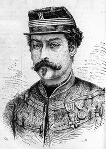 1870年的战争：莱昂-弗兰切蒂（Leon Franchetti，1834-1870）的肖像，法国士兵，塞纳河童子军的指挥官。1870年12月17日《世界画报》第714期的版画。 作者 法语学校