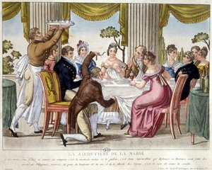 婚礼餐，吊袜带仪式 - c。 1812. 作者 法语学校