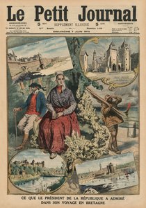 共和国总统在布列塔尼旅行期间所钦佩的，“Le Petit Journal”的封面插图，补充说明，1914年6月7日