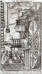 用于从矿井取水的绞车，来自De Re Metallica的插图由Georg Bauer（1494-1566）称为Agricola，1561 作者 法语学校