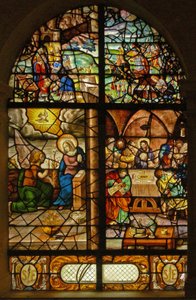Window Charnier-12描绘了Melchisedek，天使报喜，最后的晚餐 作者 法语学校