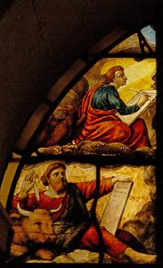 Window Charnier-2描绘了具有主持奇迹的福音传教士：St Luke和St John 作者 法语学校