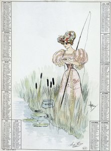 垂钓的女人--纪尧姆的绘画作品 作者 法语学校