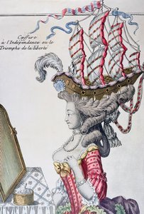 一天的女人穿着发型la Belle Poule，美国独立时期，1779-80 作者 法语学校