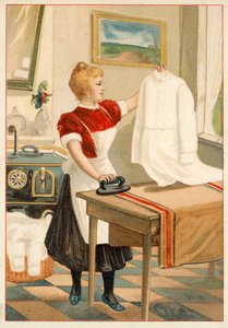 Woman ironing (chromolitho) 作者 法语学校