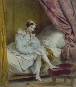 穿上丝袜的女人，c.1830