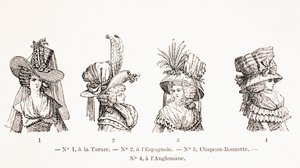 1875年的女性帽子风格，1875年 作者 法语学校