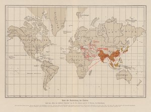 显示霍乱传播情况的世界地图（彩色平版） 作者 法语学校